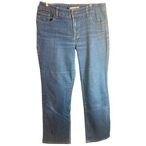 Chico's Jeans Sz 1.5 Reg M 10 Whiskering Blue Denim Women Stretch Platinum 34x29